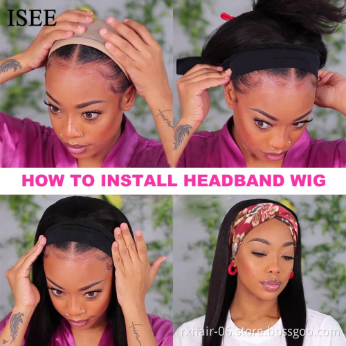 Remy Pre Color Natural 4C Breaded Bulk Ladies Virgin Hair Wig With Headband Quiesha Deep Wave Vergin Headband Wigs Human Hair